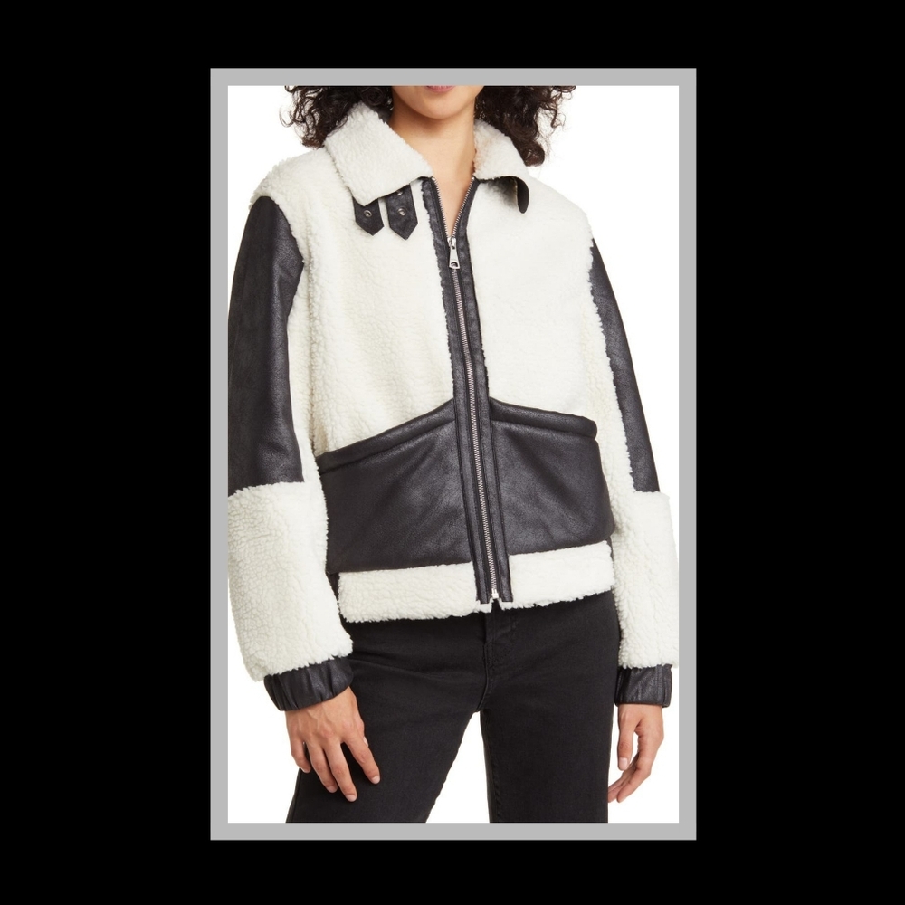 VIGOSS FAUX SHEARLING/LEATHER JACKET
